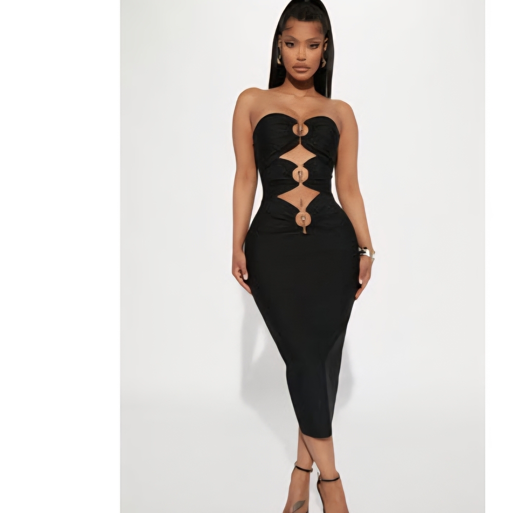 Fashion Nova Black Strapless Cutout Dress